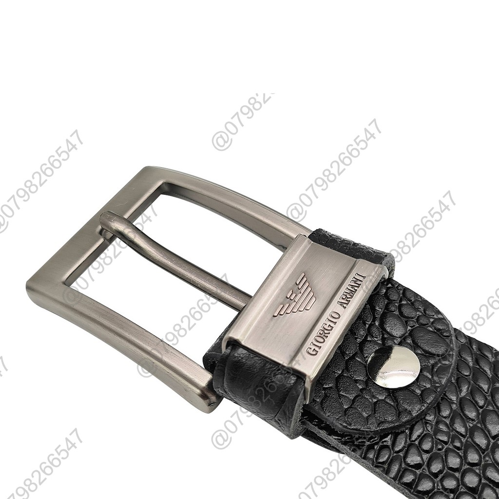 Dây da thắt lưng da bò dập vân cá sấu DHM-132 | Khoá kim mặt vuông đen nhám | Bảo hành 12 tháng