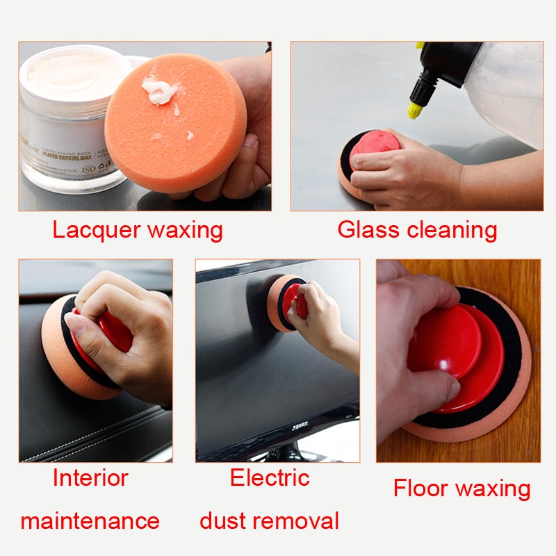 1 Bộ Mút Đánh Bóng Xe Hơi Có Tay Cầm / Xốp Có Thể Tháo Rời / Chi Tiết Tự Động