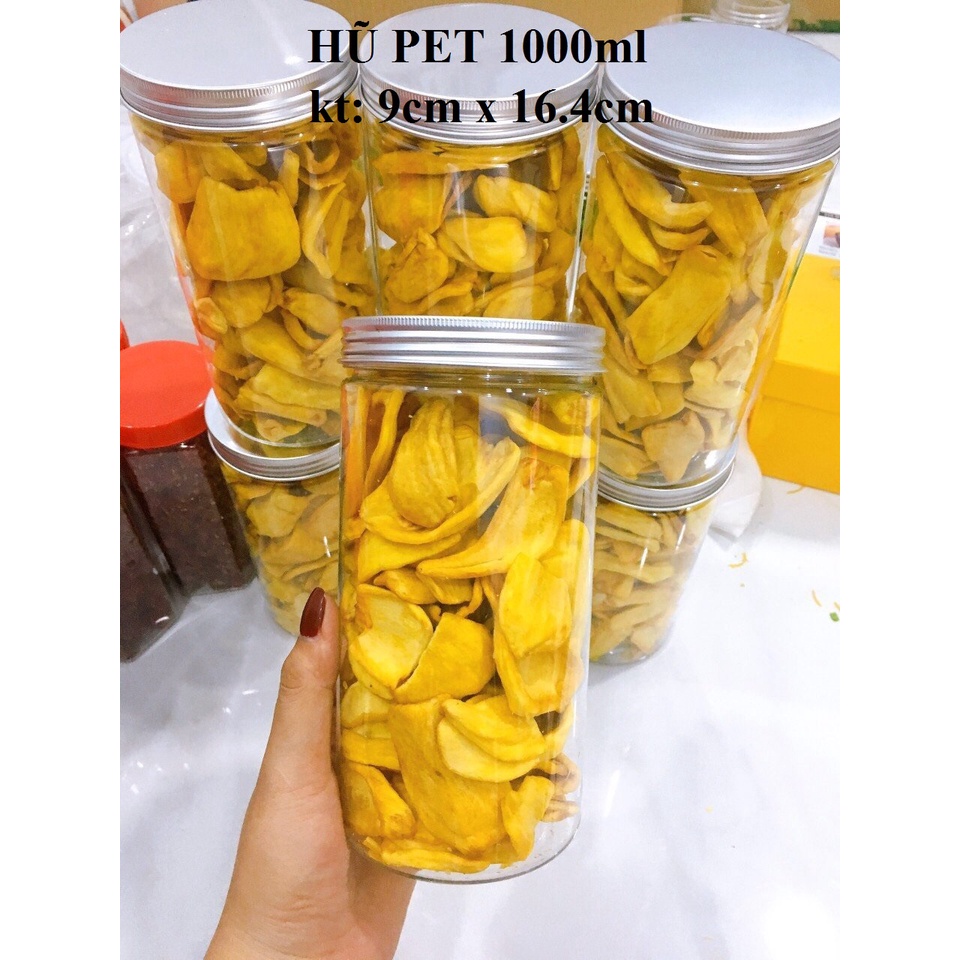 Combo 10 Hũ nhựa, hộp nhựa PET dáng cao nắp nhôm/nắp nhựa 1000ml