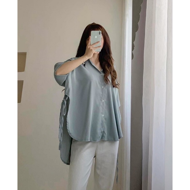 Sơ mi lụa cột nơ eo 1120