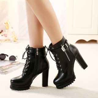 Giày boot nữ cao gót phong cách Hàn Quốc B117