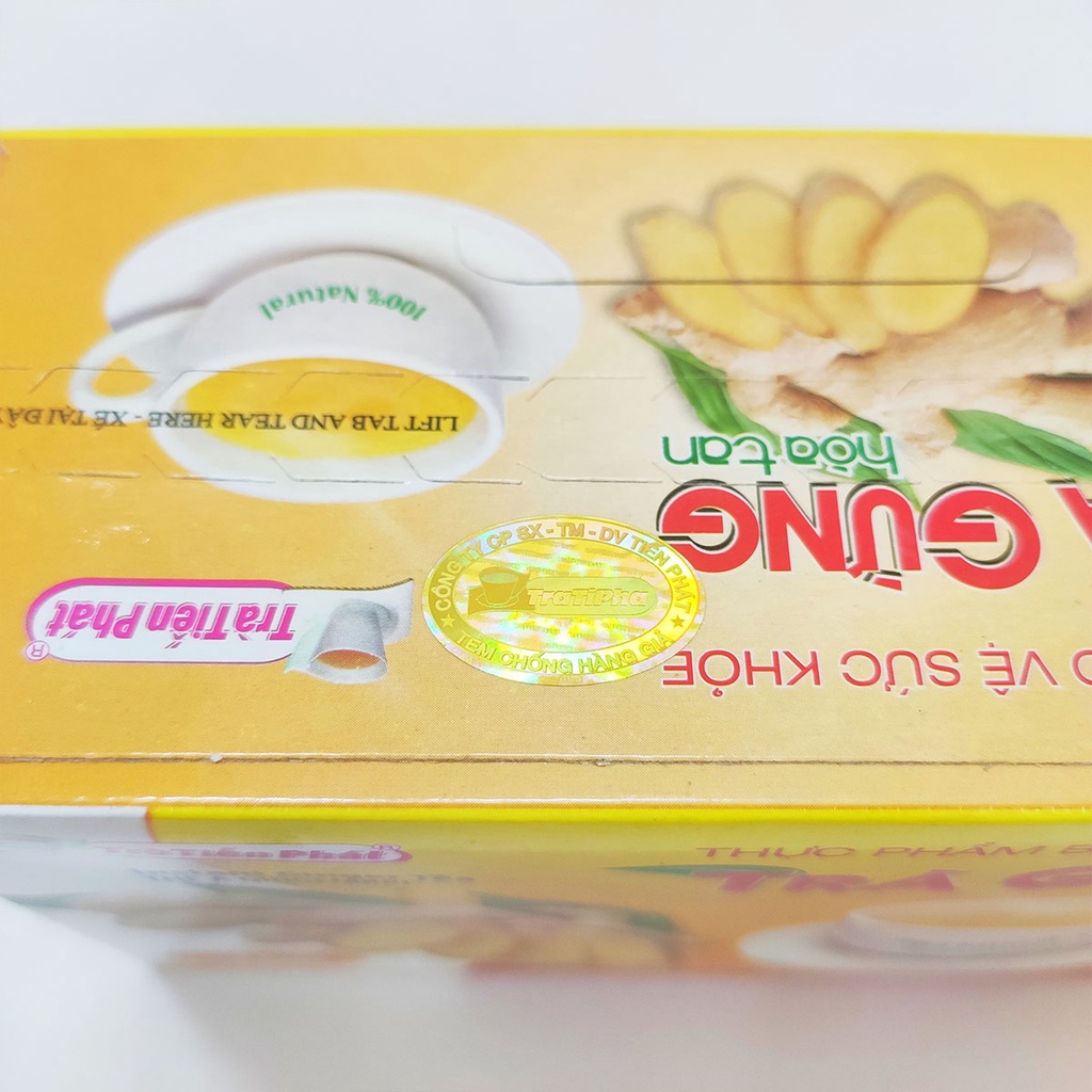 Trà Gừng Hòa Tan 200G TIẾN PHÁT (Hộp 20 Gói x 10G/Gói) Tốt Cho Hệ Tiêu Hóa, Làm Ấm Cơ Thể