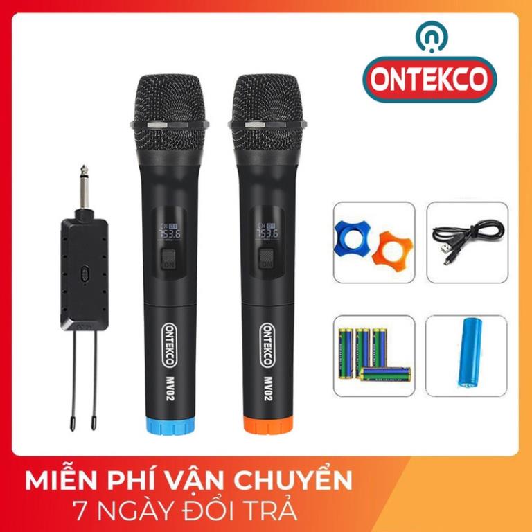 Micro không dây Ontekco Mv02 chạy loa kéo, âm ly, dàn loa chính hãng