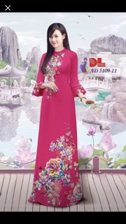Vải áo dài hoa mẫu đơn