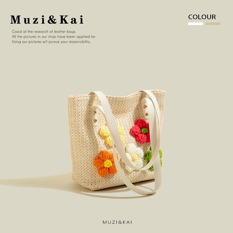 Hàng Mới Về Muzikai Túi Tote Đeo Một Bên Vai / Kẹp Nách Dệt Kết Cấu Cao Cấp Phong Cách Thời Trang Mới 2022