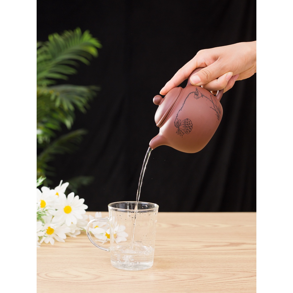 Ấm Tử Sa Nghi Hưng Liên Tử Điểu Thú 310 ml (Tử Nê)