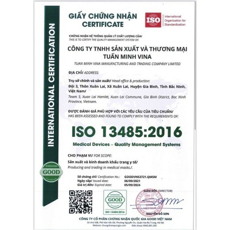 KHẨU TRANG 5 LỚP TUẤN MINH TM 95 TRƠN KHÔNG VAN HAI MÀU TRẮNG XÁM DẦY DẶN QUAI MỀM KHÔNG ĐAU TAI, DỄ CHỊU KHI SỬ DỤNG