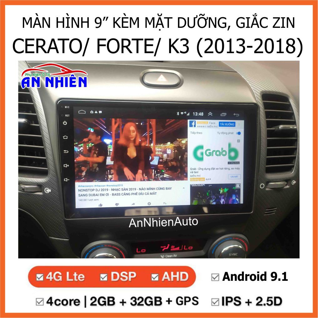 Màn Hình Android 9 inch Cho Xe CERATO/ FORTE/ K3 (2014-2018) - Màn Hình DVD Kèm Mặt Dưỡng Giắc Zin KIA K3