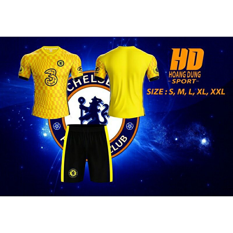 BỘ ĐỒ ĐÁ BANH CHELSEA VÀNG 2021_2022