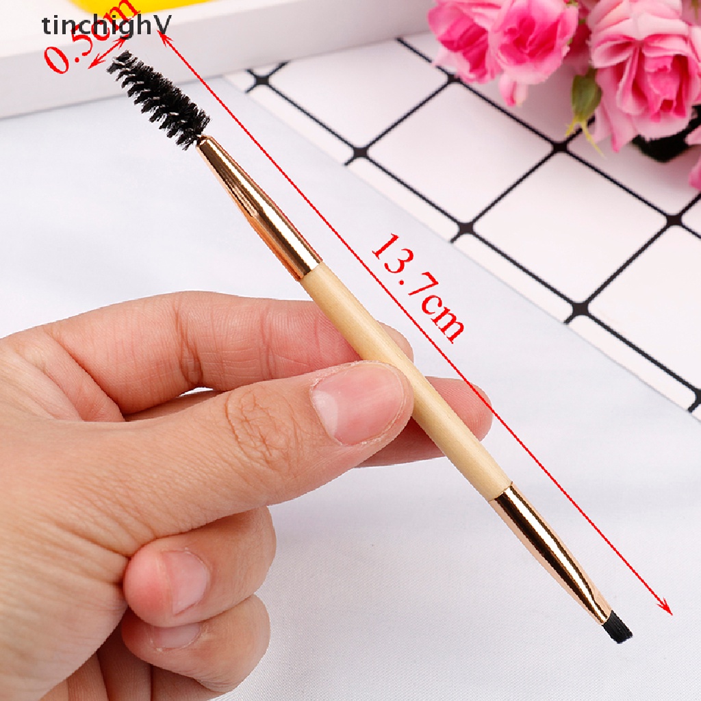 Cọ Vẽ Lông Mày Hai Đầu Có Lược Chuốt Tay Cầm Bằng Tre Chuyên Nghiệp