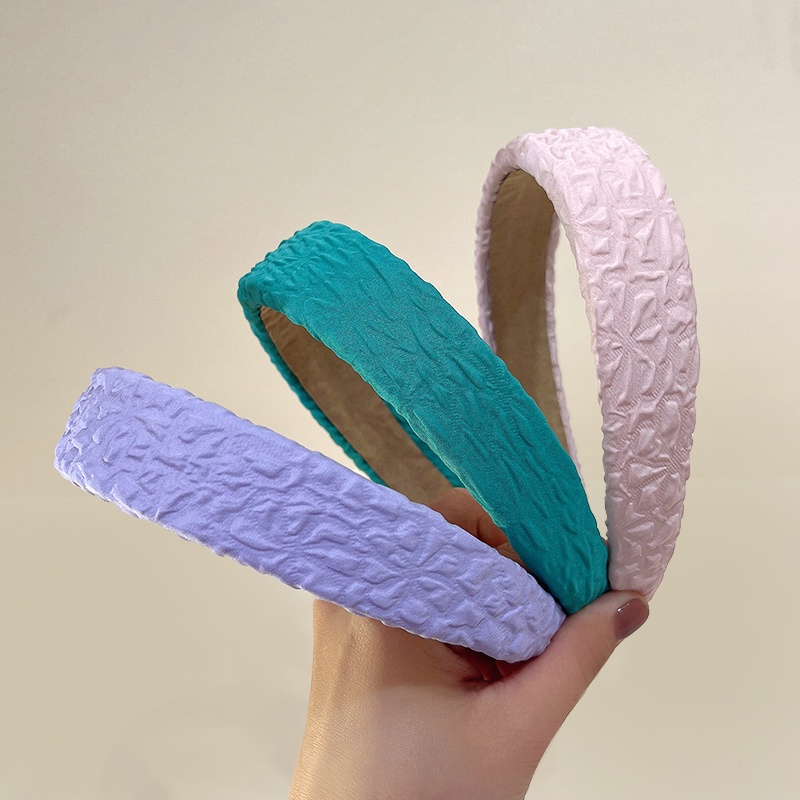 Băng Đô Cài Tóc Rửa Mặt Bằng Vải Xếp Ly Màu Trắng Dễ Thương Phong Cách Hàn Quốc Cho Nữ