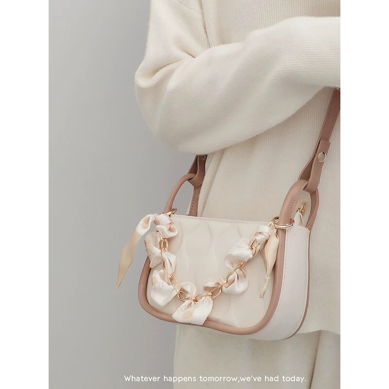 Túi xách đeo vai hình vuông phối dây xích thời trang mùa hè 2022 cho nữ