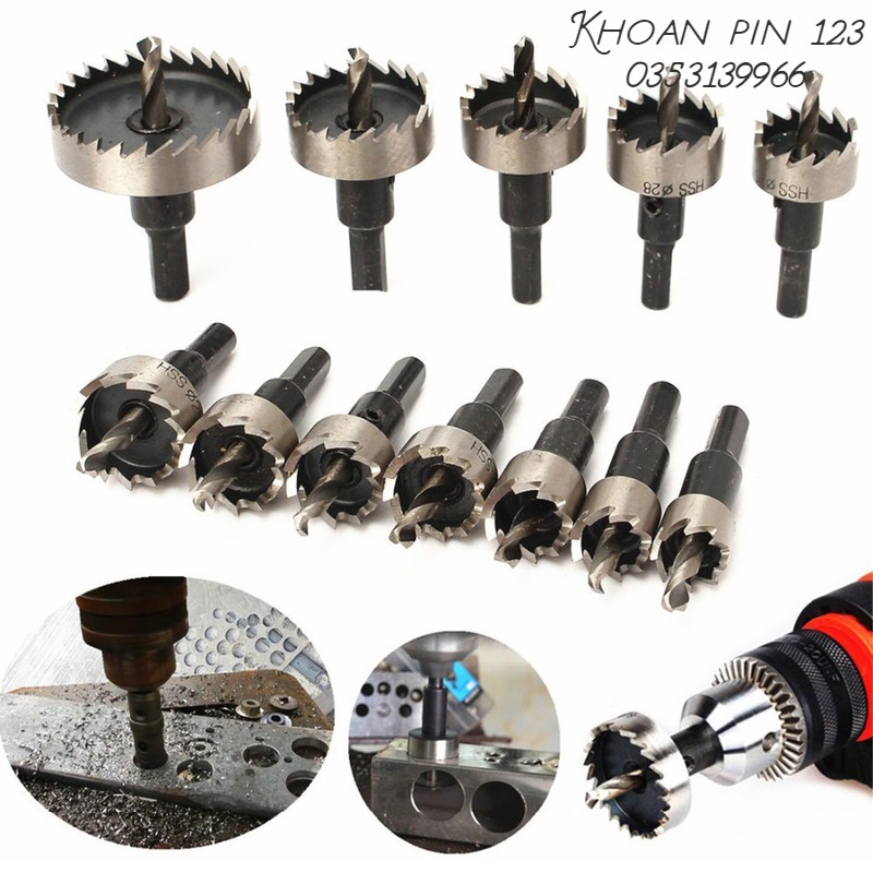  Mũi Khoan Khoét Lỗ Hợp Kim Hss Cao Cấp 5 Mũi 16 - 18.5 - 20 - 25 - 30mm