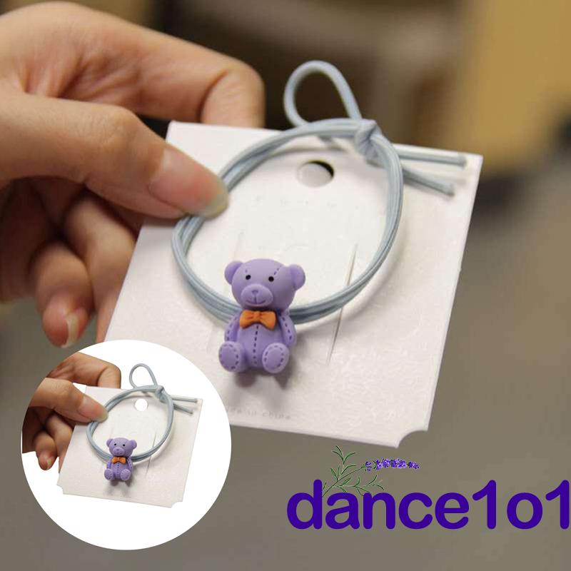 Dây cột tóc hình gấu hoạt hình màu trơn/tương phản xinh xắn dành cho bé gái