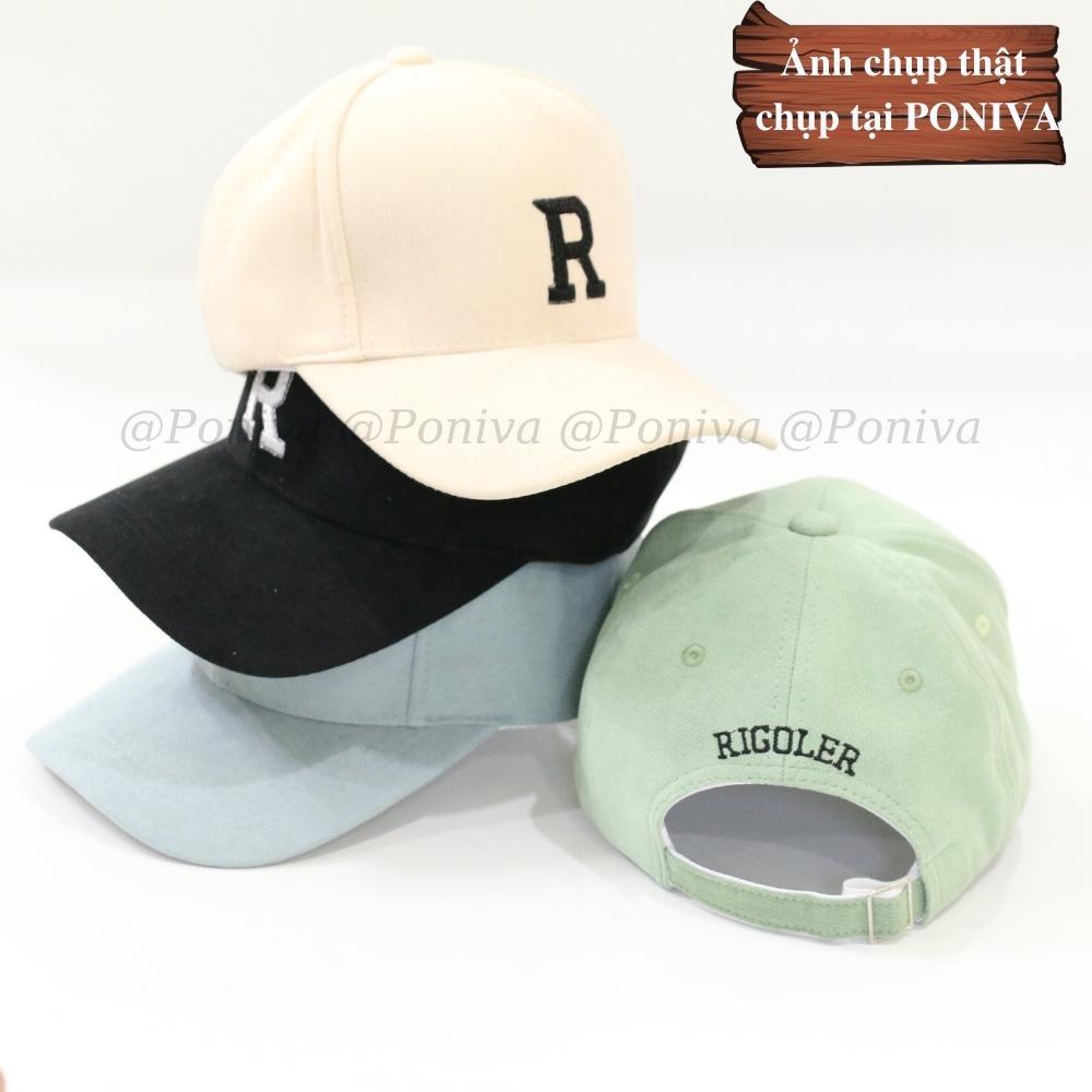 Mũ lưỡi trai ❤️ Nón kết thêu chữ R chất vải nhung mịn form unisex R77 phong cách Ulzzang Thời trang PONIVA siêu hot