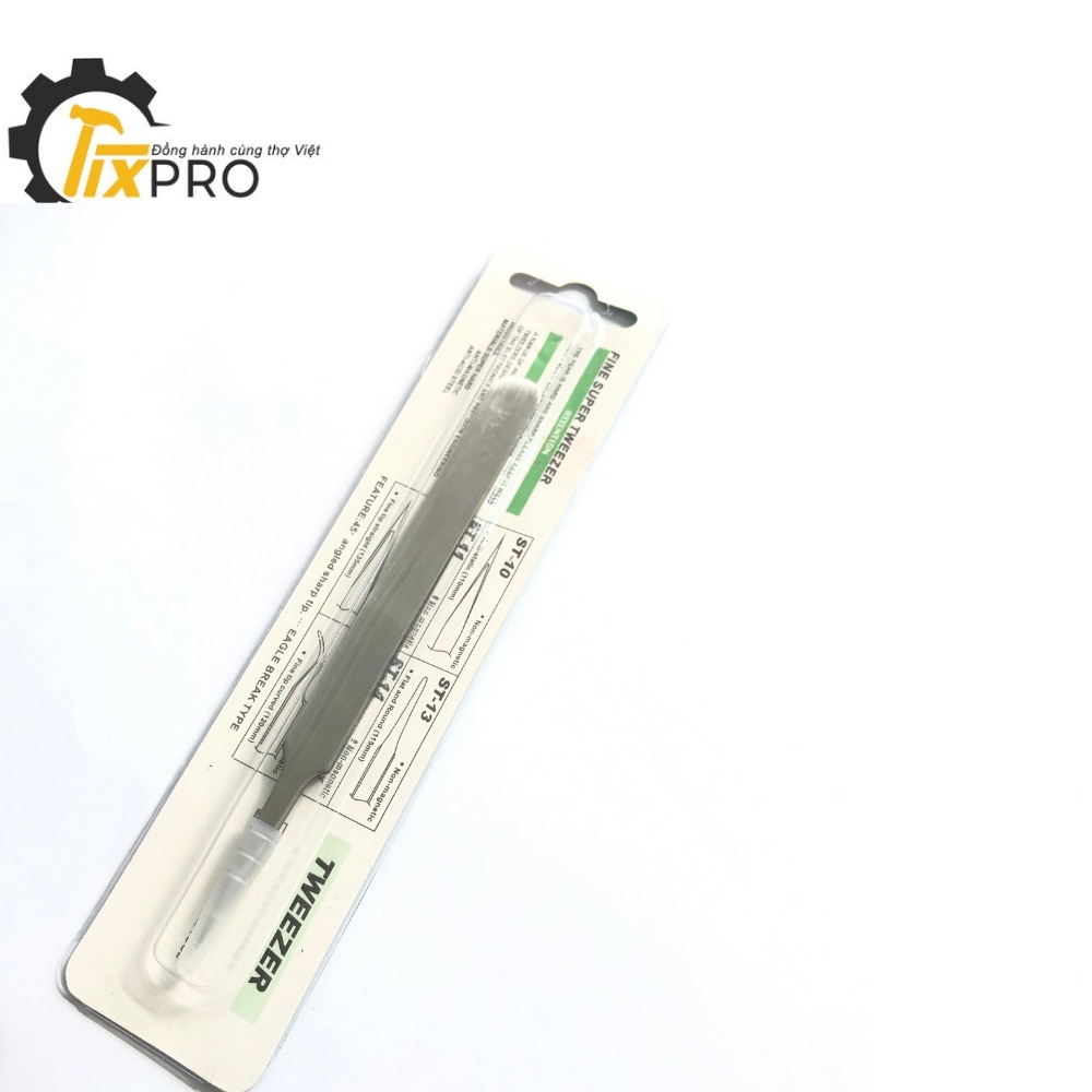 Nhíp gắp linh kiện nhọn cong ST-14 (chống tĩnh điện, thép k gỉ)