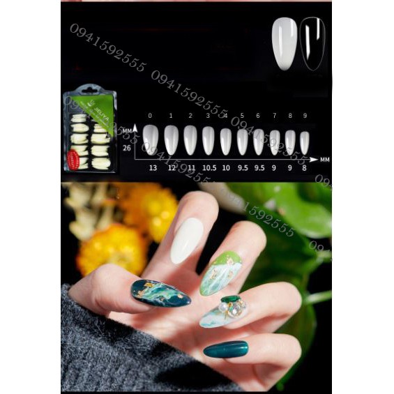 Hộp 100 móng úp form bầu trang trí móng