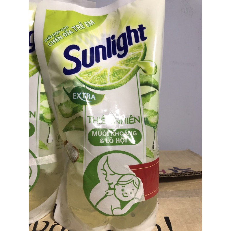 Nước Rửa Chén Sunlight Thiên Nhiên Muối Khoáng và Lô Hội Dạng Túi 550g (hàng cắt khuyến mãi)