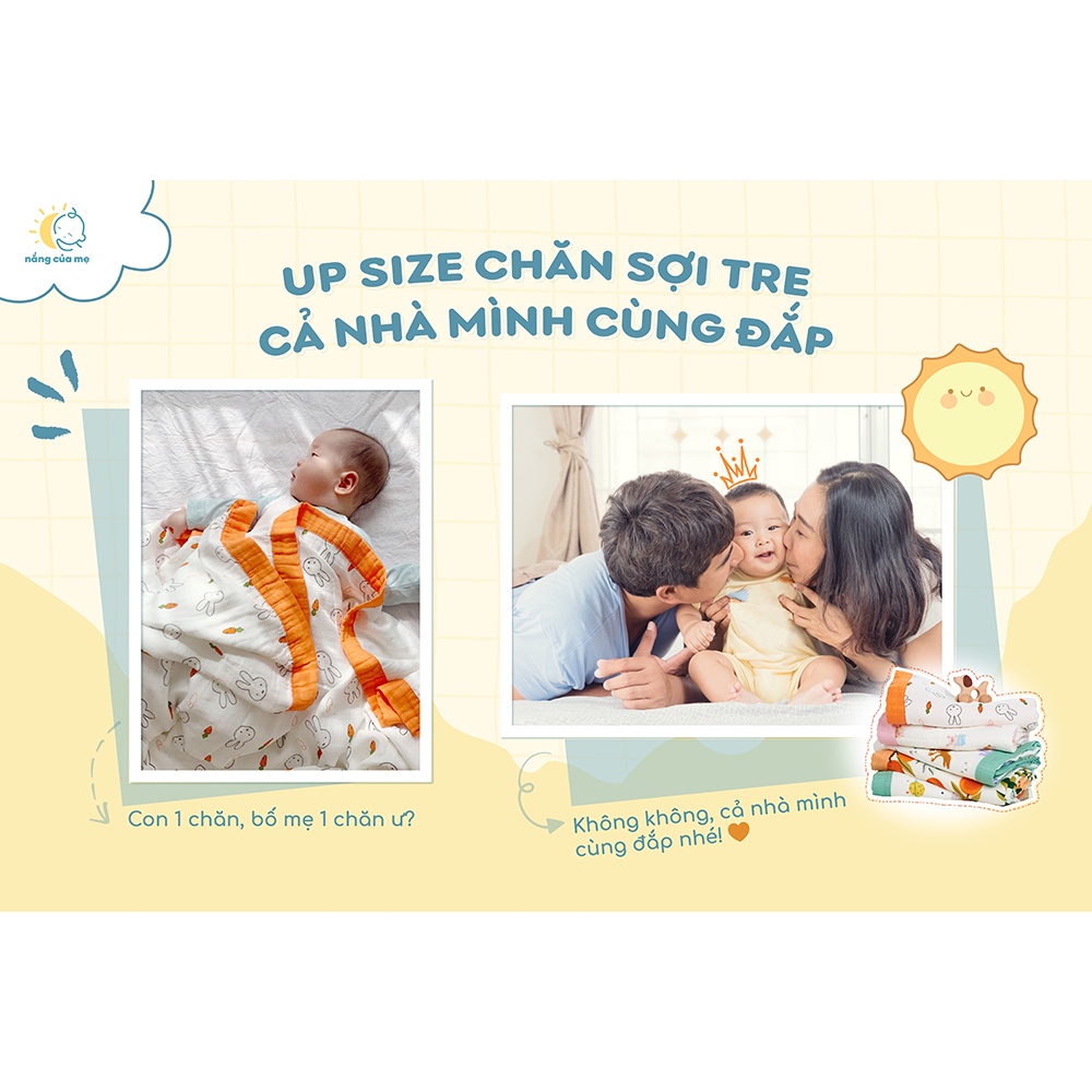 Chăn Sợi Tre 4 Lớp Cao Cấp 1m5x2m càng giặt càng mềm, thơm mùi tre dễ chịu - Nắng Của Mẹ _CHAN4LOP_FAM
