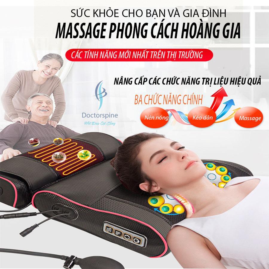 Gối massage Cổ,Vai Gáy 20 bi Hồng Ngoại - Giảm đau mỏi cột sống,cải thiện thoái hóa - thoát vị