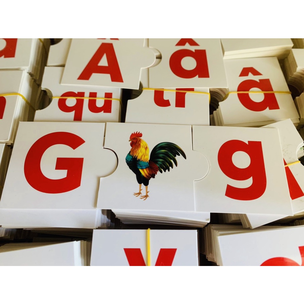 Sách Hộp thẻ chữ cái A5 ghép hình  ghép vần tiếng Việt tặng kèm 01 bút viết xóa