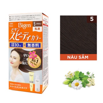 Kem Nhuộm Tóc Phủ Bạc Bigen #5 Màu Nâu Sẫm 80g Speedy Color Milky