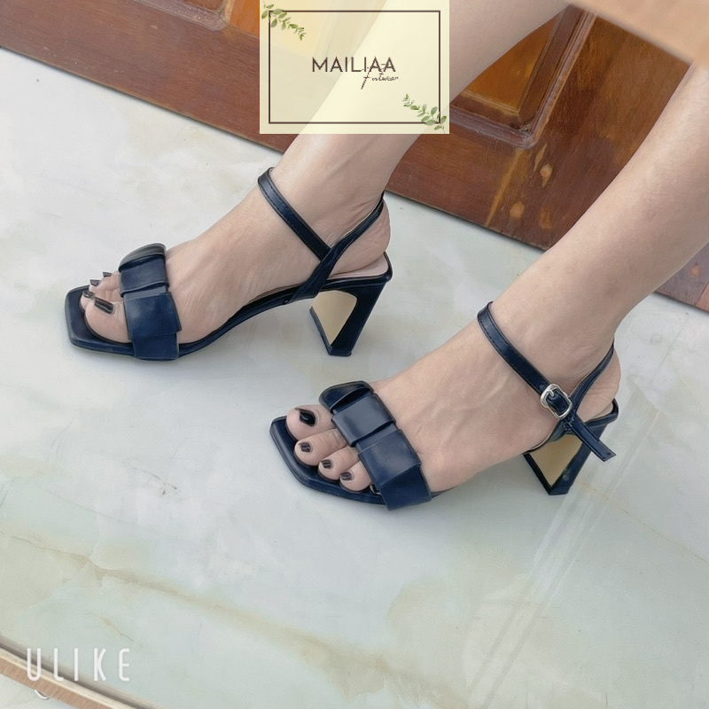 Sandal quai ngang phồng MAILIAA mã MOI gót dẹp 5 phân