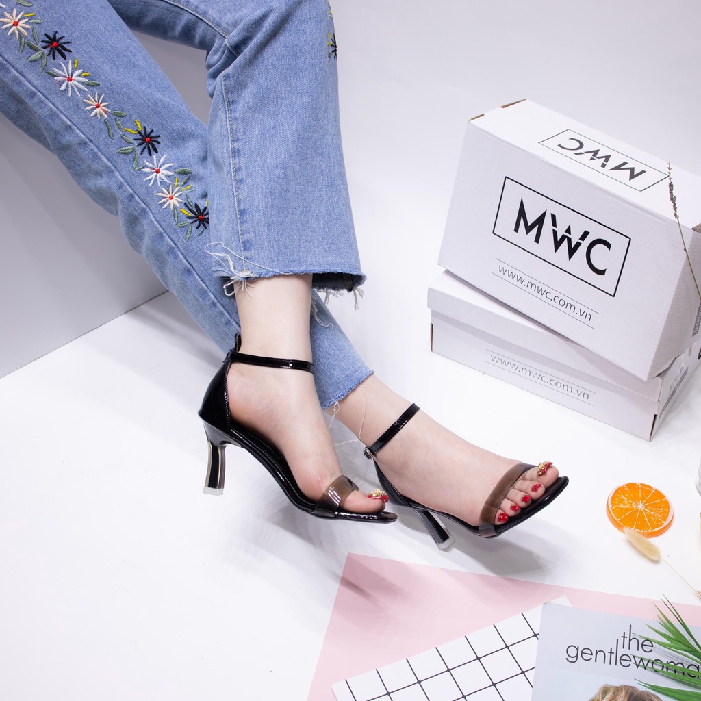 Giày MWC 3910 - Sandal Cao Gót Quai Trong Gót Trong Cách Điệu Thời Trang