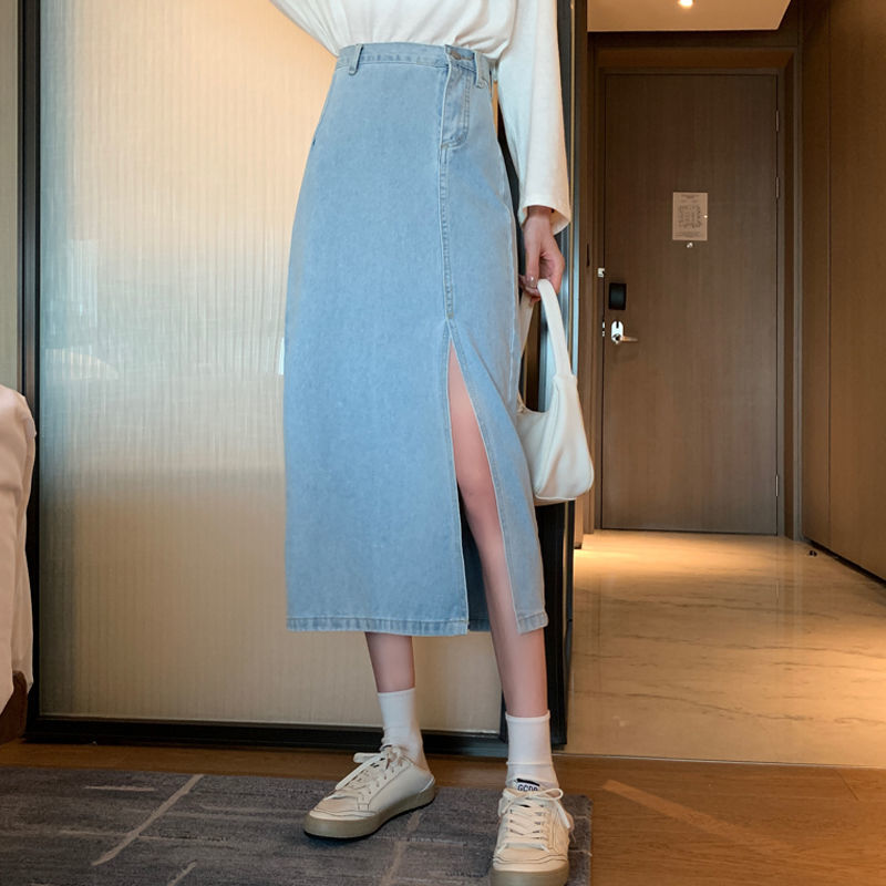 Chân Váy Denim Chữ A Lưng Cao Xẻ Tà Thời Trang Hè 2020 Cho Nữ | BigBuy360 - bigbuy360.vn