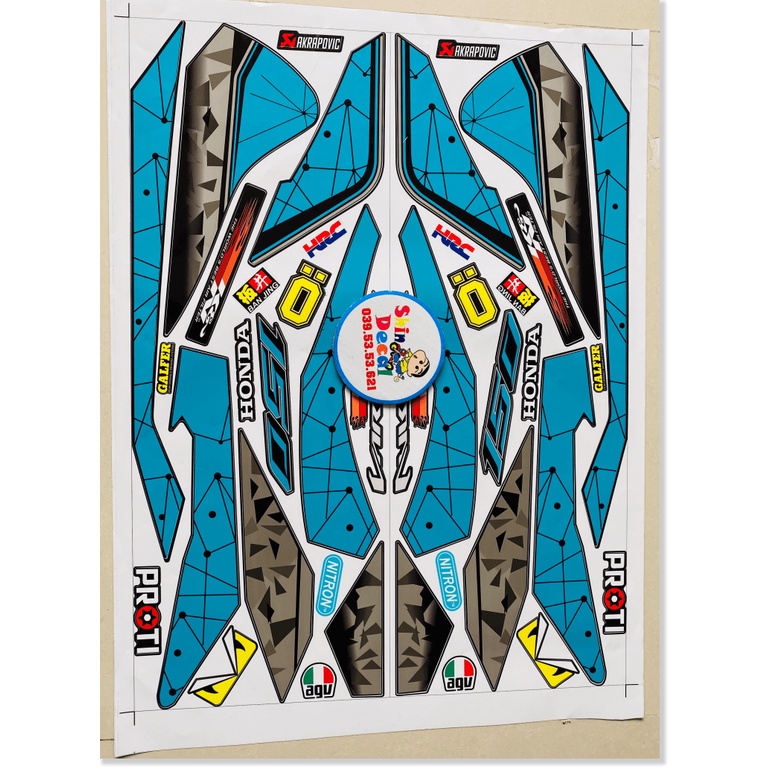 ( Quí khách vui lòng mang ra tiệm cho thợ dán ) Tem vario 150 2017 xanh đen