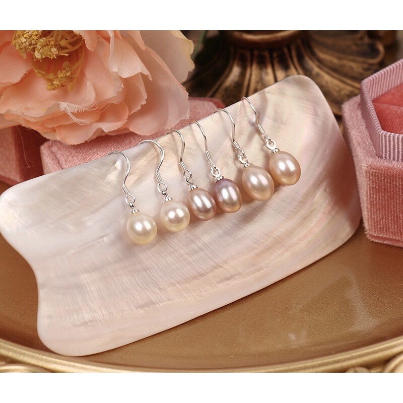 Bông Tai Bạc Móc Câu Gắn Hạt Ngọc Trai Oval - Ngọc Trai Trường Thịnh