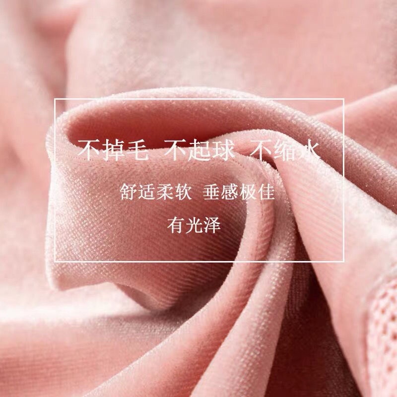 Bộ đồ ngủ 2 mảnh bằng nhung phối ren kiểu thu đông ngọt ngào cho nữ