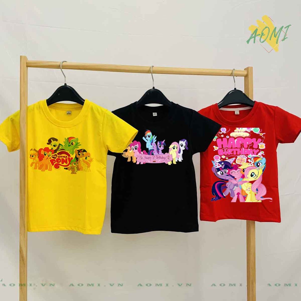 ÁO THUN UNISEX little pony PHÔNG VÀNG TAY NGẮN NAM NỮ GIA ĐÌNH CẶP ĐÔI SIZE TRẺ EM BÉ TRAI GÁI AOMIVN