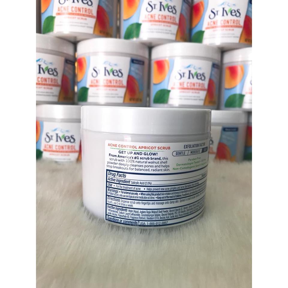 (Mẫu mới 2018 USA) Tẩy tế bào chết toàn thân St.Ives Acne Control Apricot Scrub 283g