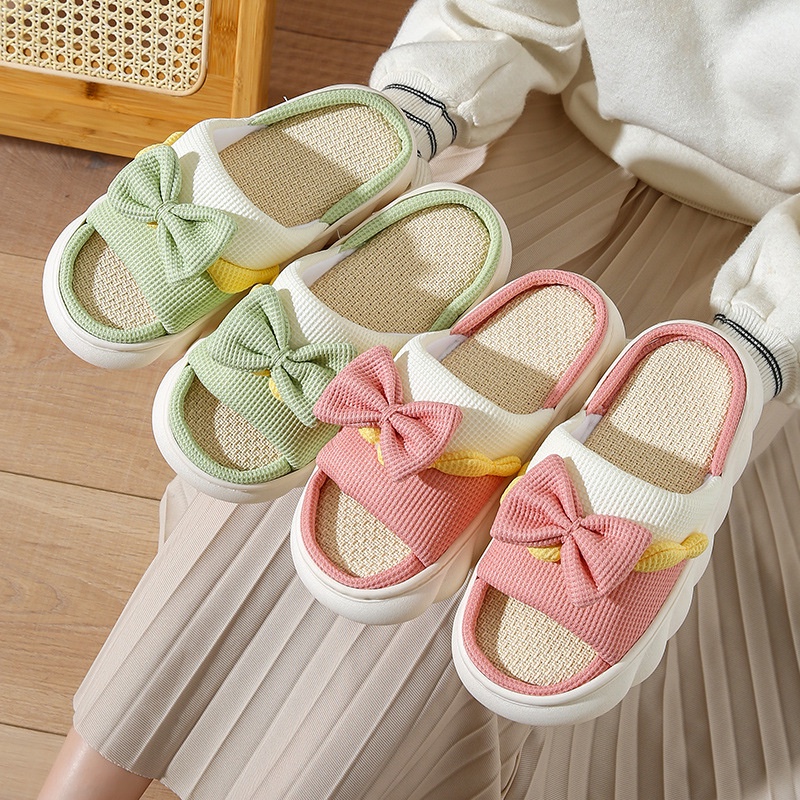 CHZK dép nữ vải lanh thấm hút mồ hôi đế bánh mì eva chống trơn trượt dép bánh mì