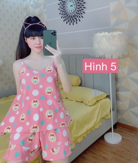 Đồ mặc nhà đùi thô lụa phối ren siêu xinh