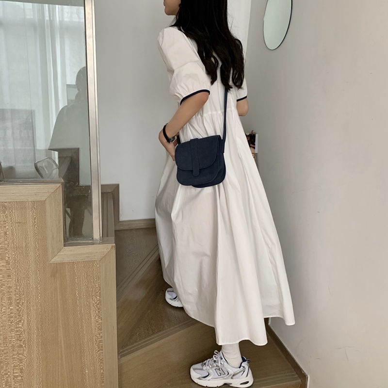 Đầm Midi Dáng Rộng Cổ Búp Bê Phong Cách Thời Trang Nhật Hàn Dành Cho Nữ