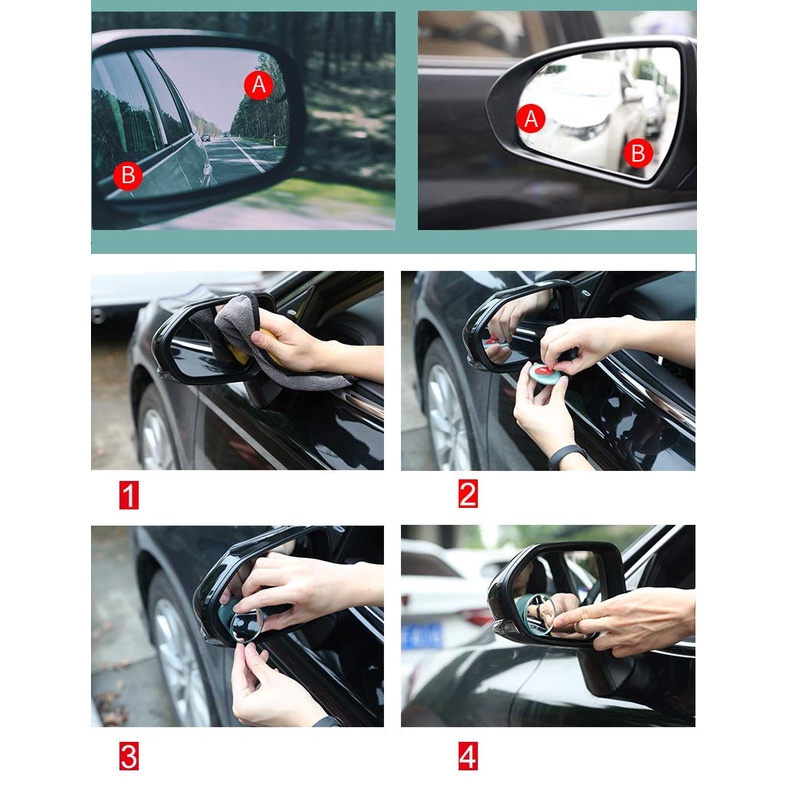 Gương cầu lồi chính hãng 3R tròn không viền, chữ nhật lắp gương chiếu hậu xe hơi oto