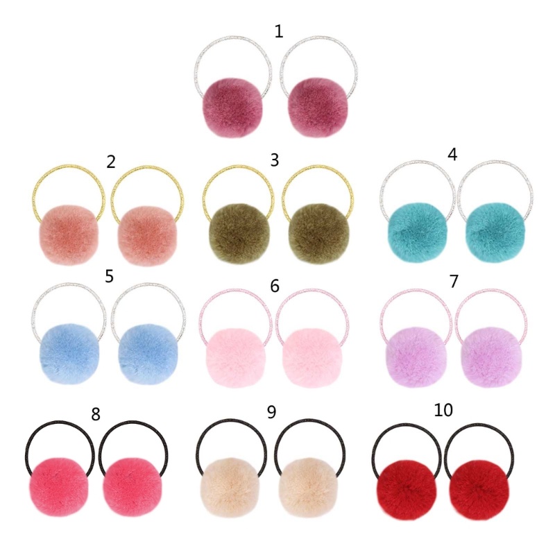 Dây Cột Tóc Cao Su Co Giãn Đính Bóng Lông Dễ Thương Cho Bé Gái