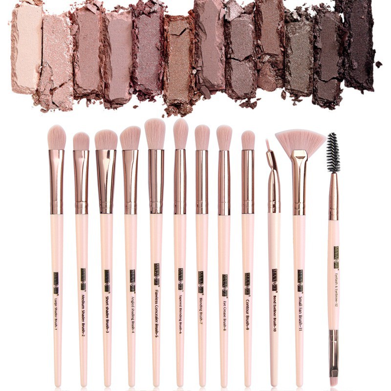 [Hàng mới về] Set 12 cọ trang điểm phấn phủ phấn mắt đa năng đầu lông mềm chất lượng cao