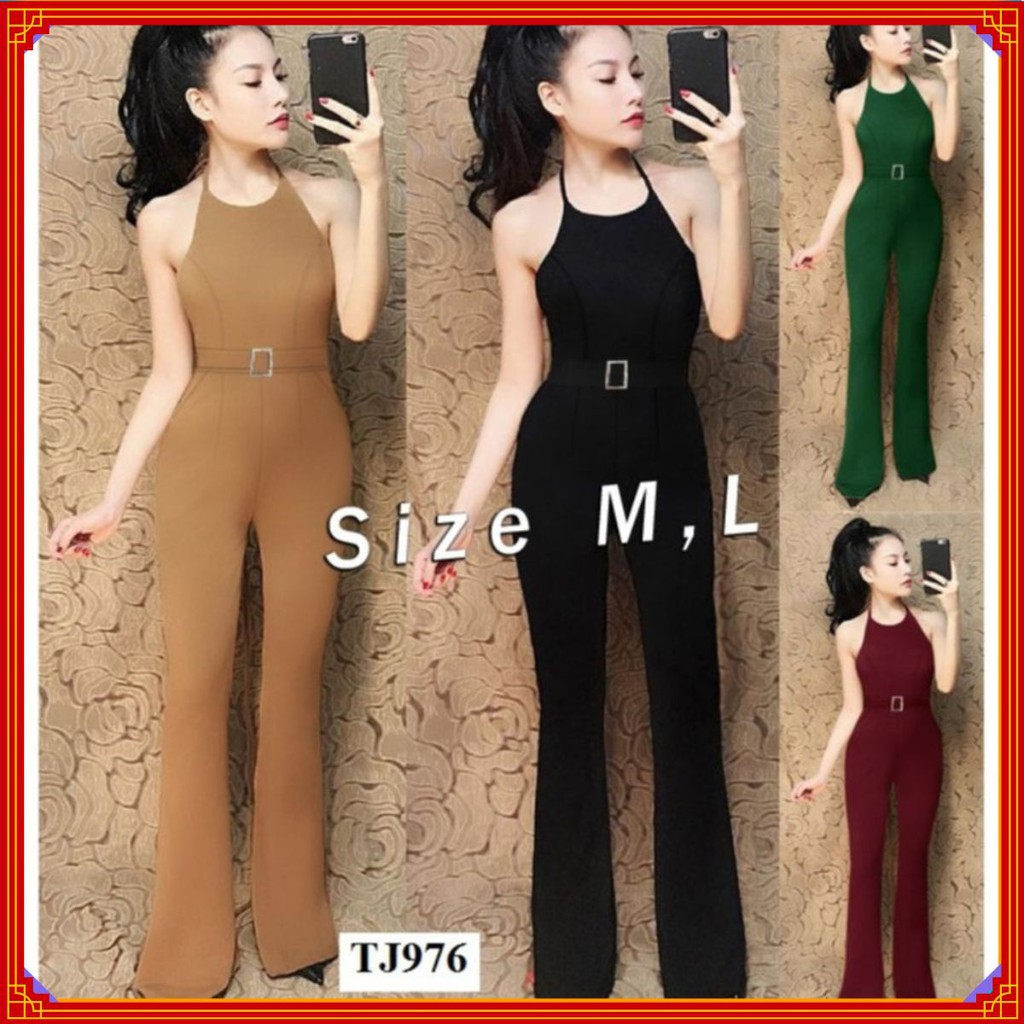 Đồ Bay Nữ 💝FREESHIP💝 Jumpsuit dáng dài ống suông cổ yếm xinh xắn J976