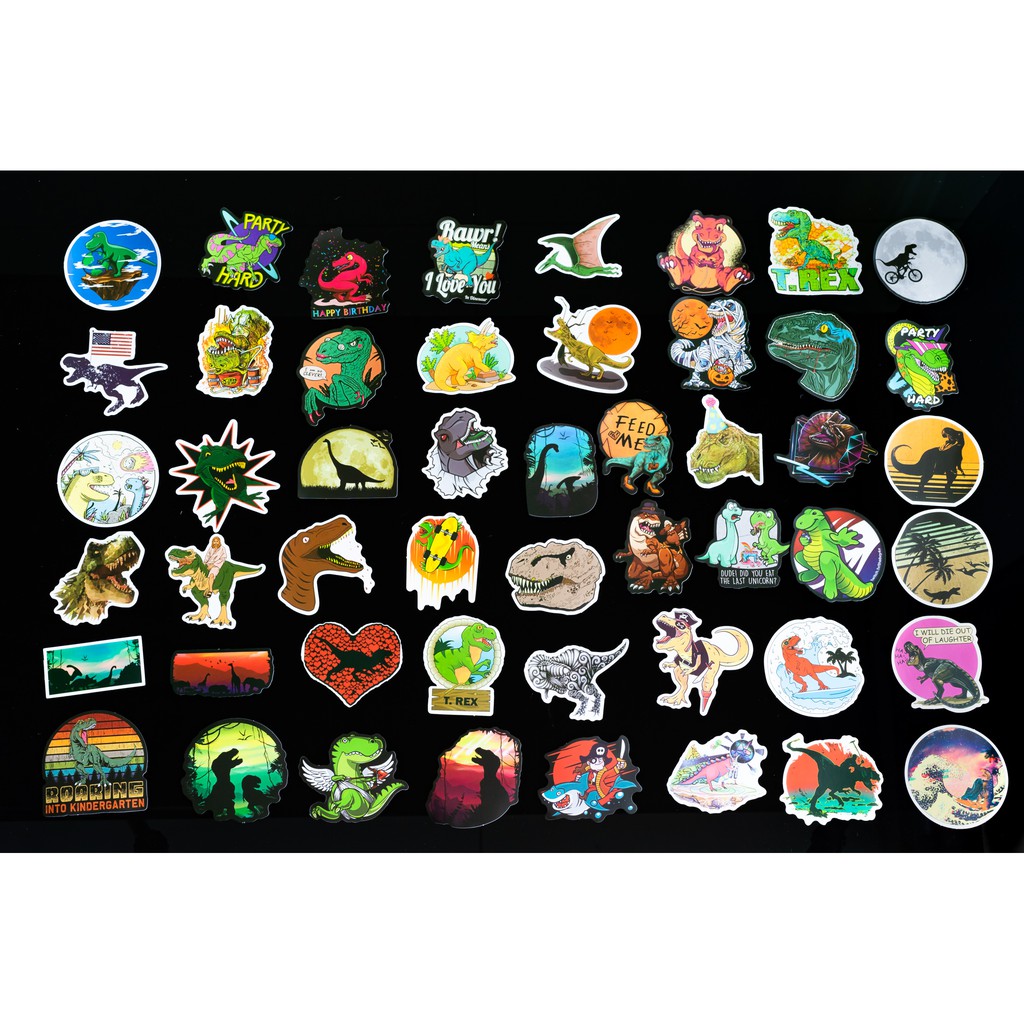 Sticker khủng long dinosaur chống nước lâu phai trang trí laptop, mũ bảo hiểm, đàn, guitar, ukelele, macbook, điện thoại