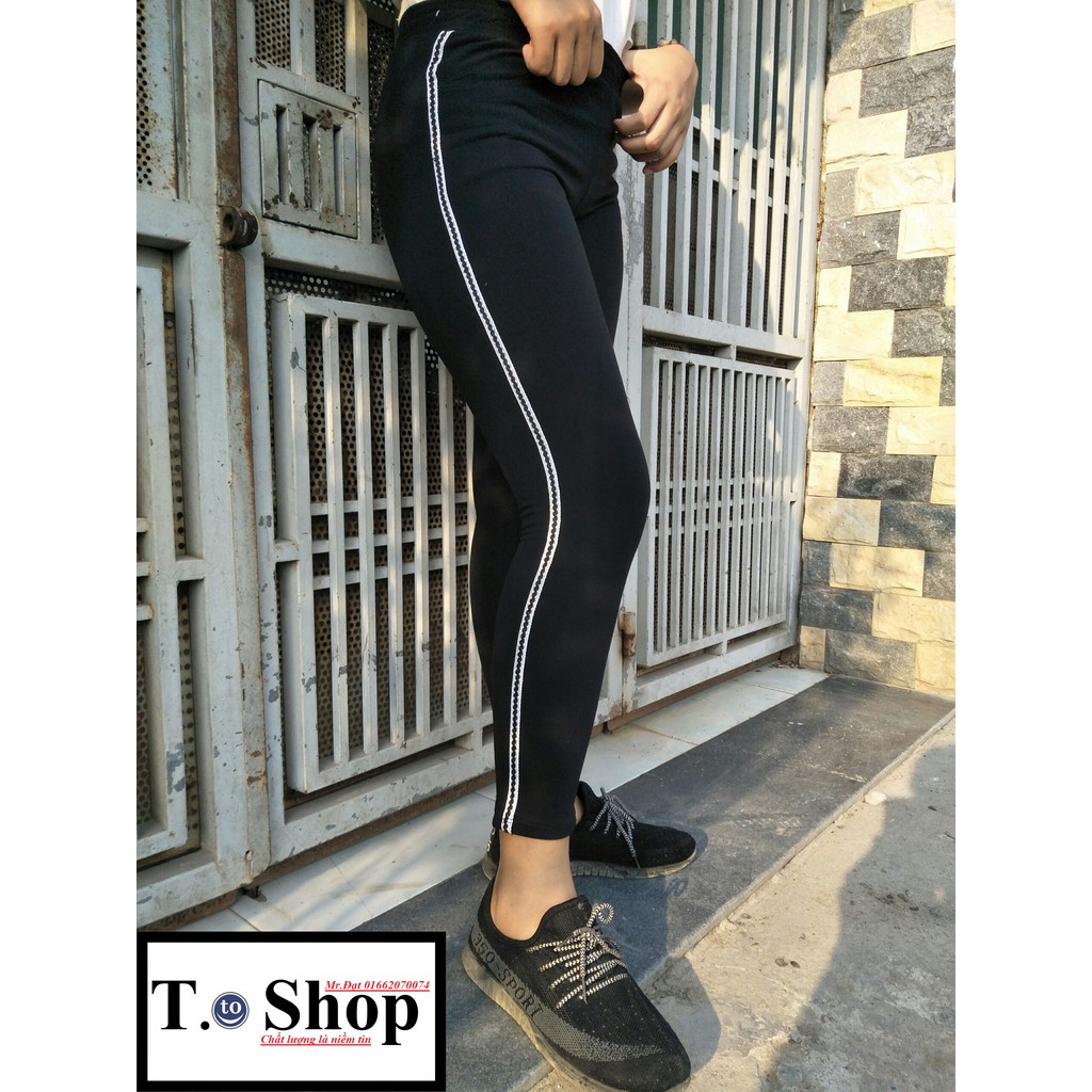 Quần thun nữ - legging (Ôm Body, sọc viền trăng)
