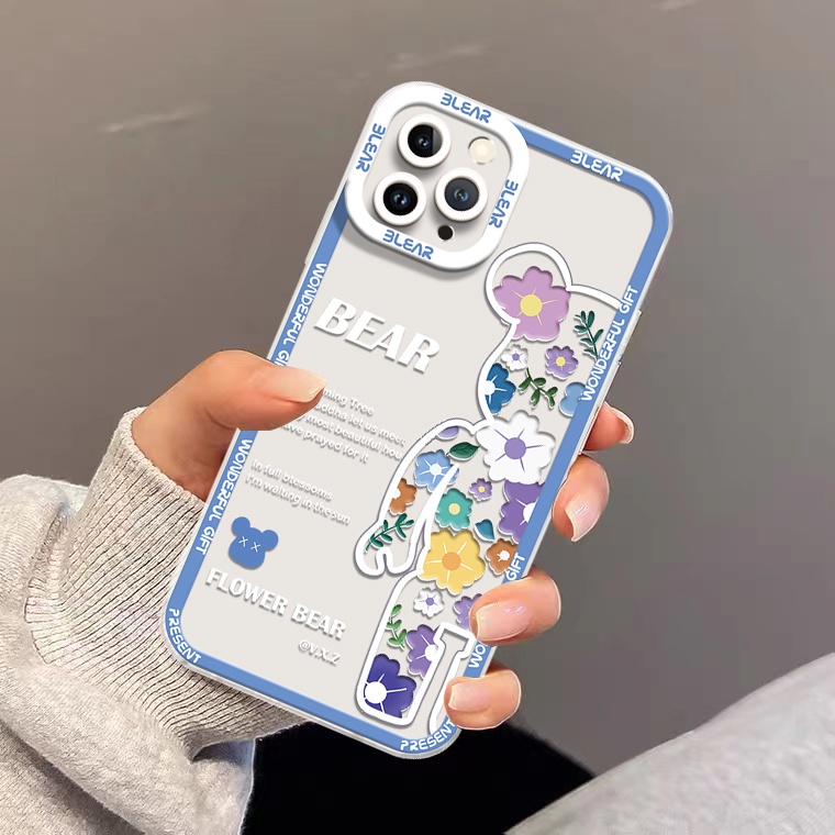 Ốp Điện Thoại TPU Mềm Trong Suốt Chống Sốc In Hình Gấu Dễ Thương Cho IPhone 14 13 12 11 Pro XS Max X XR 8 7 6 6S Plus