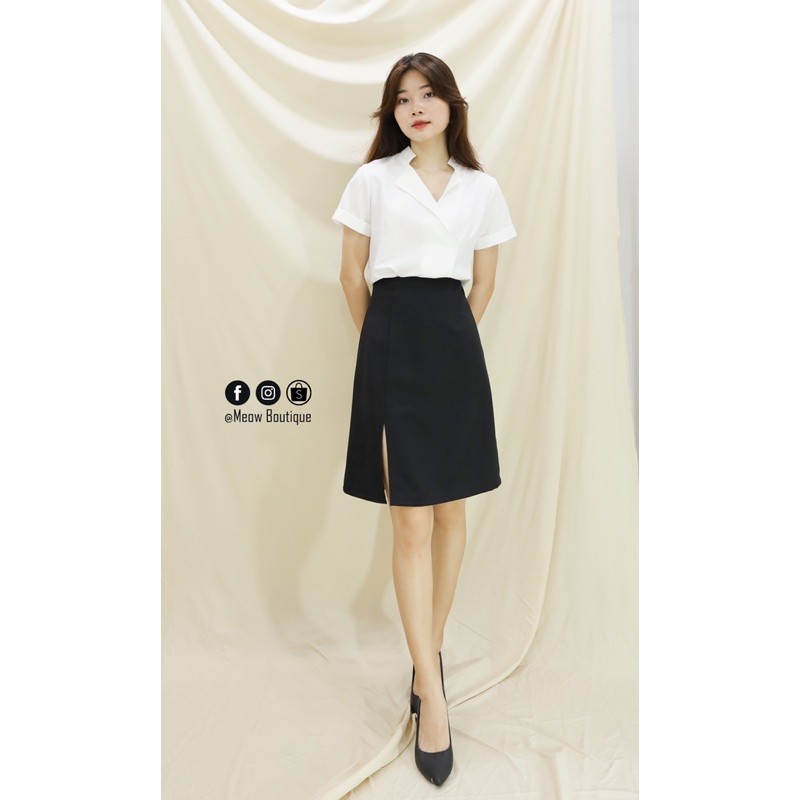 [Hình thật tự chụp] Chân Váy công sở chữ A midi ngang gối Meow Boutique | BigBuy360 - bigbuy360.vn