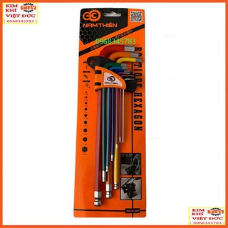 Bộ lục giác 9 cây hệ mét 0.5-10 mm cao cấp - 9 màu