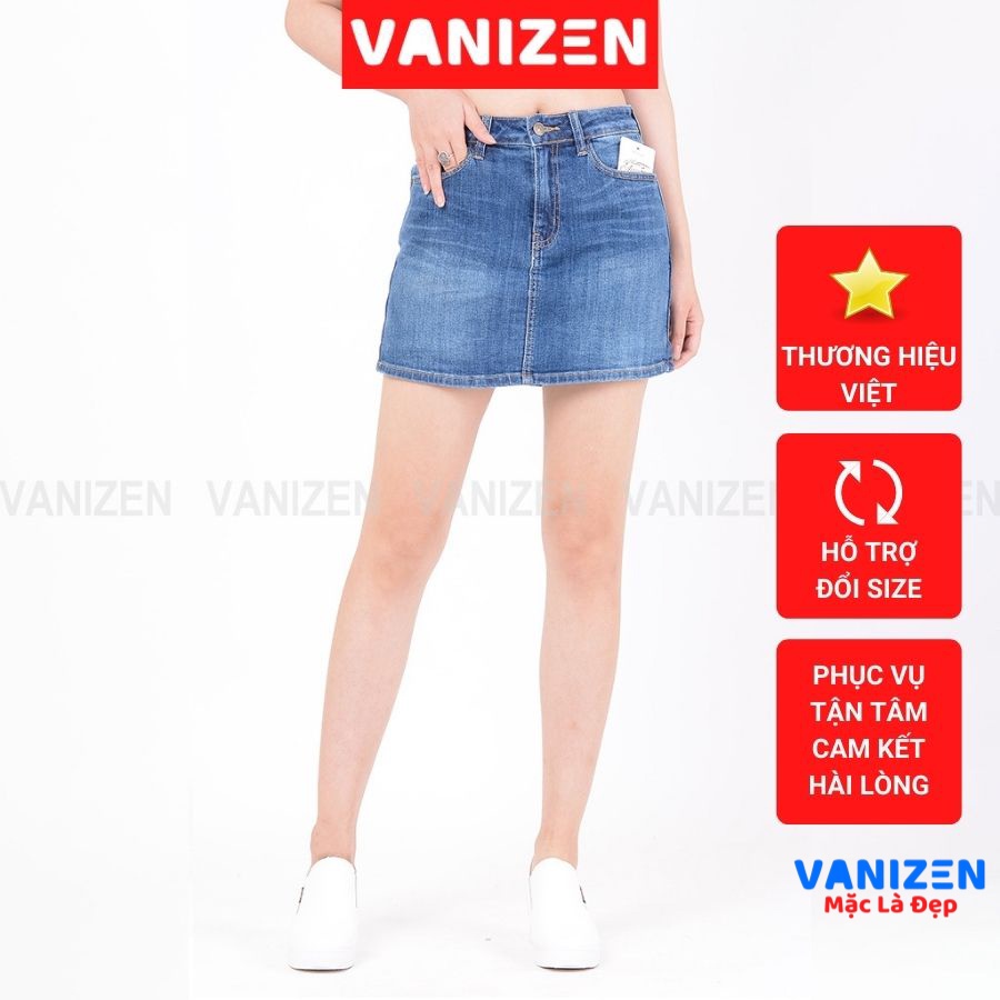 Chân váy jean nữ có quần bên trong đẹp lưng cao cạp cao trơn gấu căn bản hàng hiệu cao cấp mã 408 VANIZEN