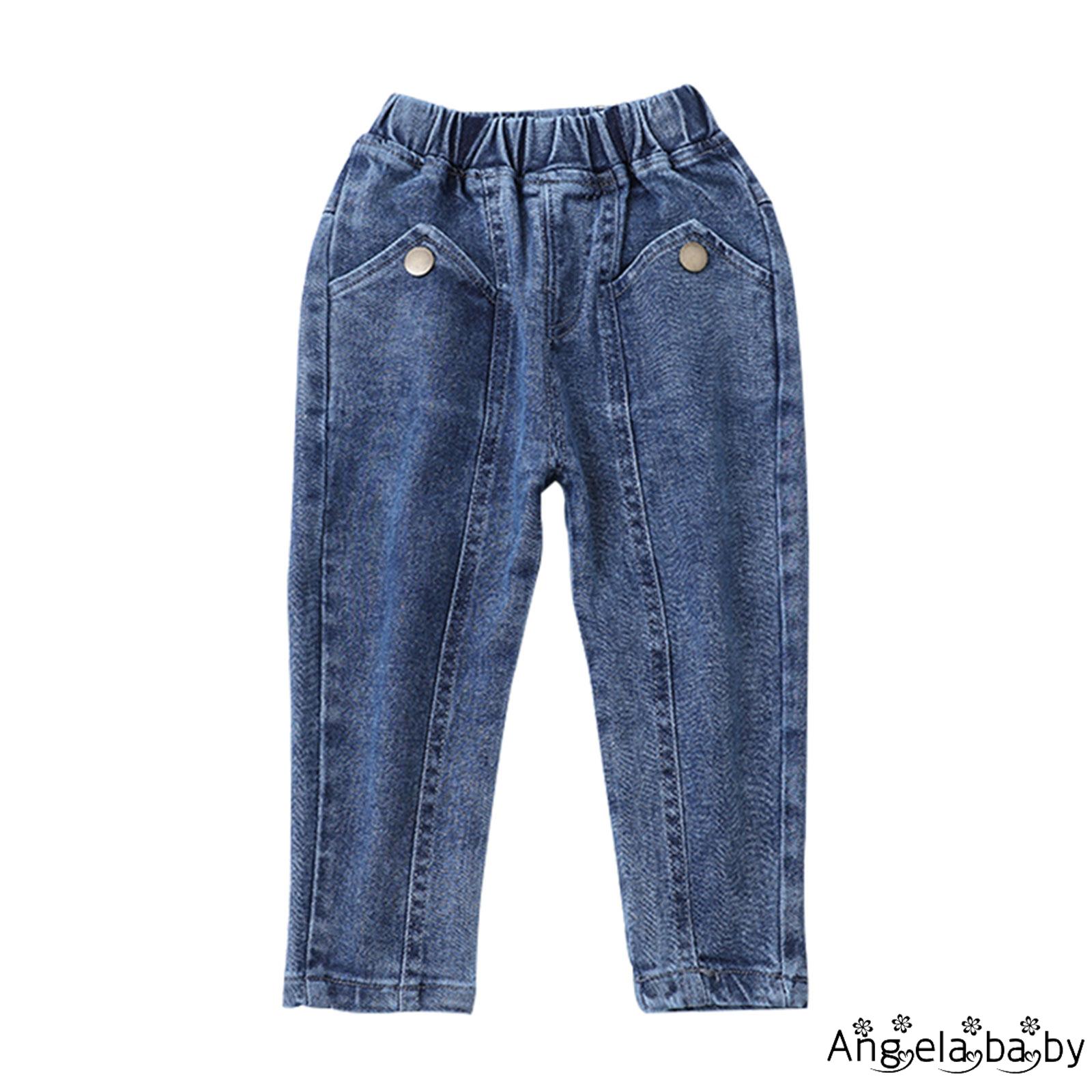 Quần Jeans Dài Lưng Thun Thời Trang Cho Bé