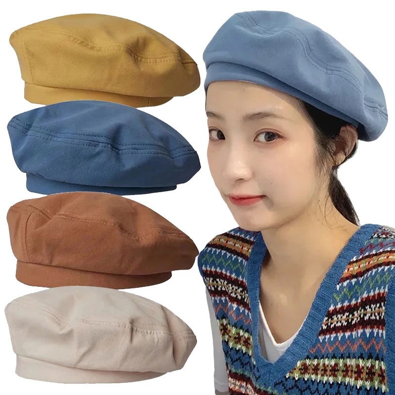 Mũ Beret Vải Cotton Mỏng Phong Cách Đường Phố Hàn Quốc Thời Trang Mùa Hè Dành Cho Bạn Nữ