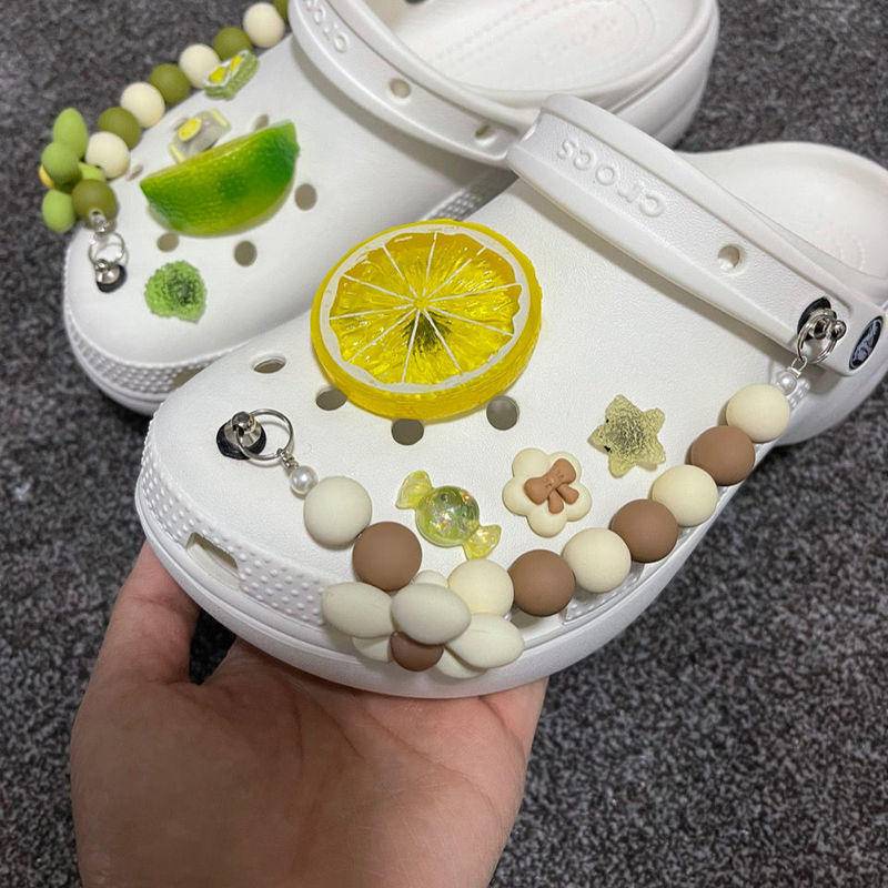 Phụ Kiện Làm Giày Crocs Jibbitz Đính Nút Hình Quả Chanh/Đá/Bí DIY